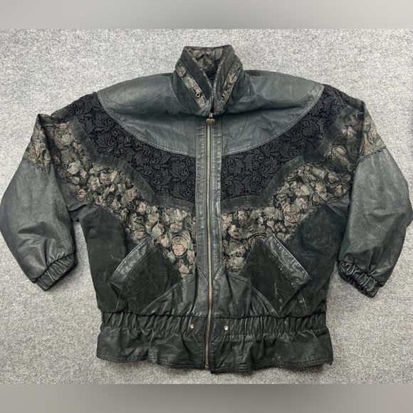 Vintage Patchwork Leather & Lace Jacket - Picture 2 of 16